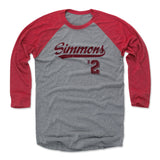 Mens Baseball T-Shirt Red / Heather Gray